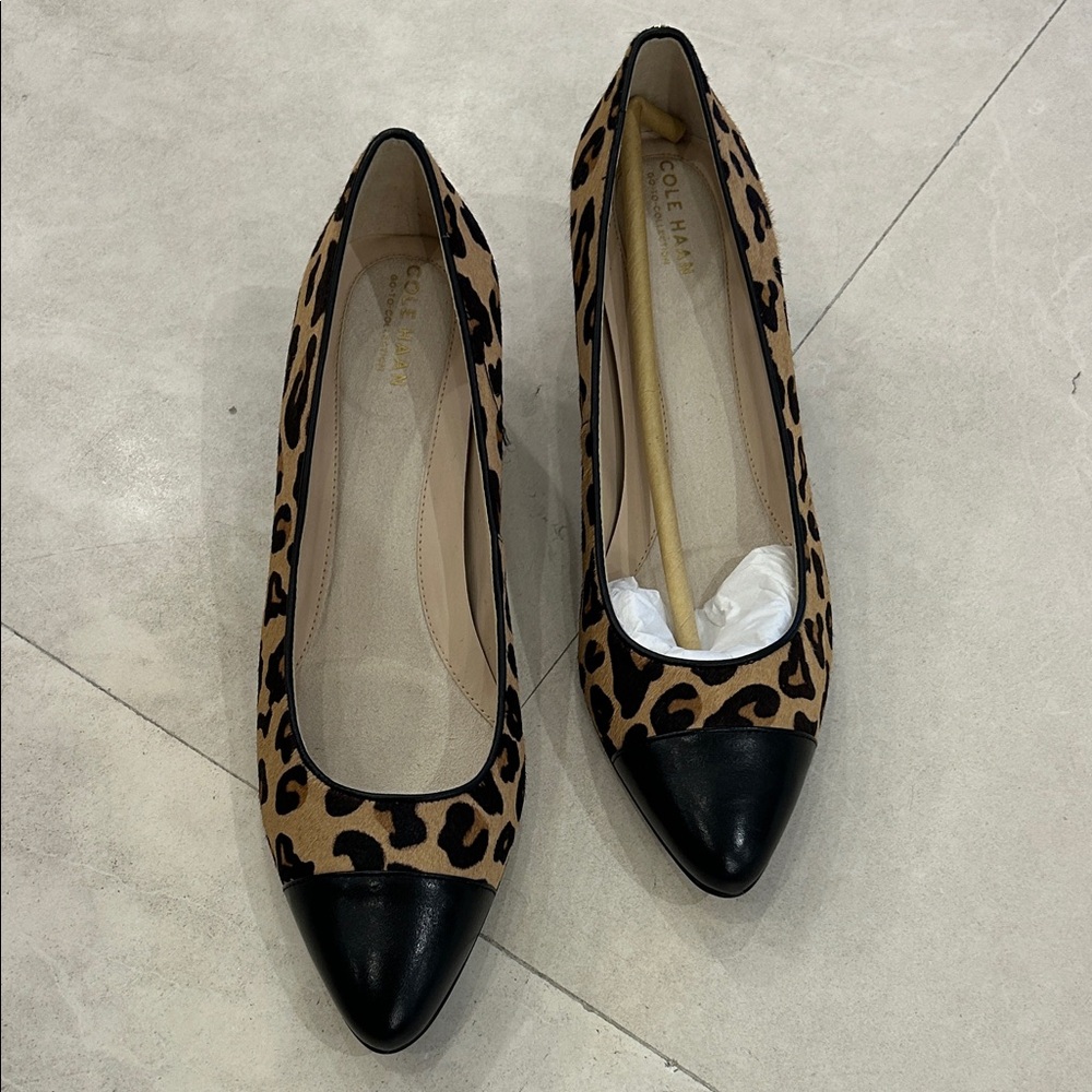 NWOT Cole Haan Women's Leopard Flats with Black Toe